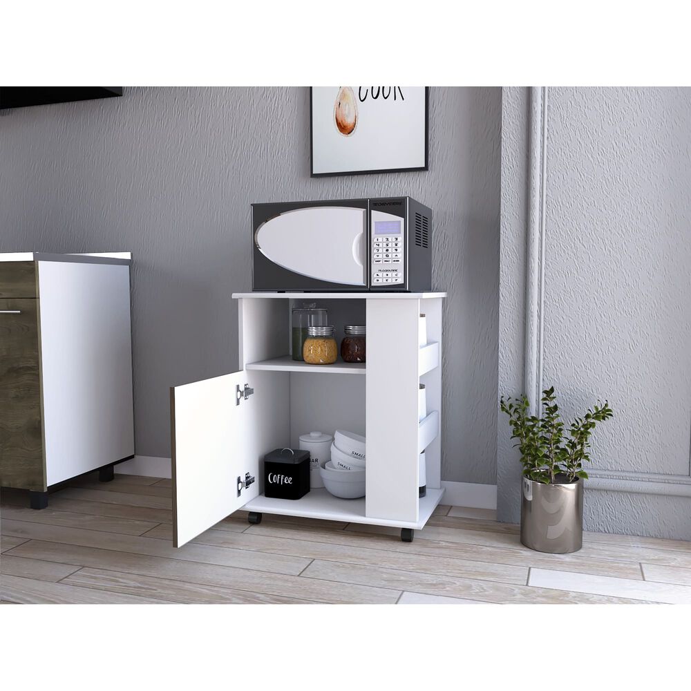 Mueble Microondas Con Ruedas 1 Puerta 73,6x60x40 Cm Blanco Y Caf&eacute; image number 6.0