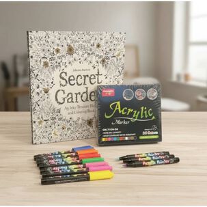 Libro Para Colorear Mandala Premium + 24 Lapic&eacute;s Acrilicos