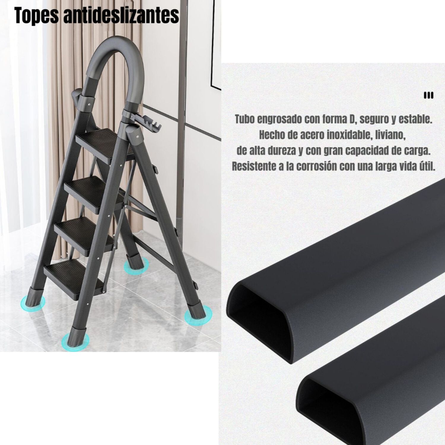 Escalera De Acero Plegable Con 5 Escalones By Lubabycas image number 6.0