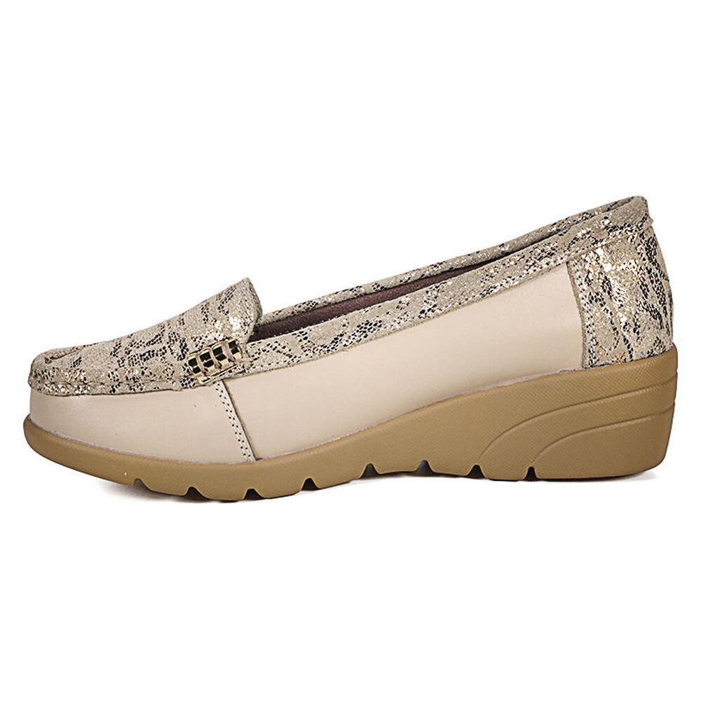 Mocasín Cuero Eliette Beige Snake image number 4.0