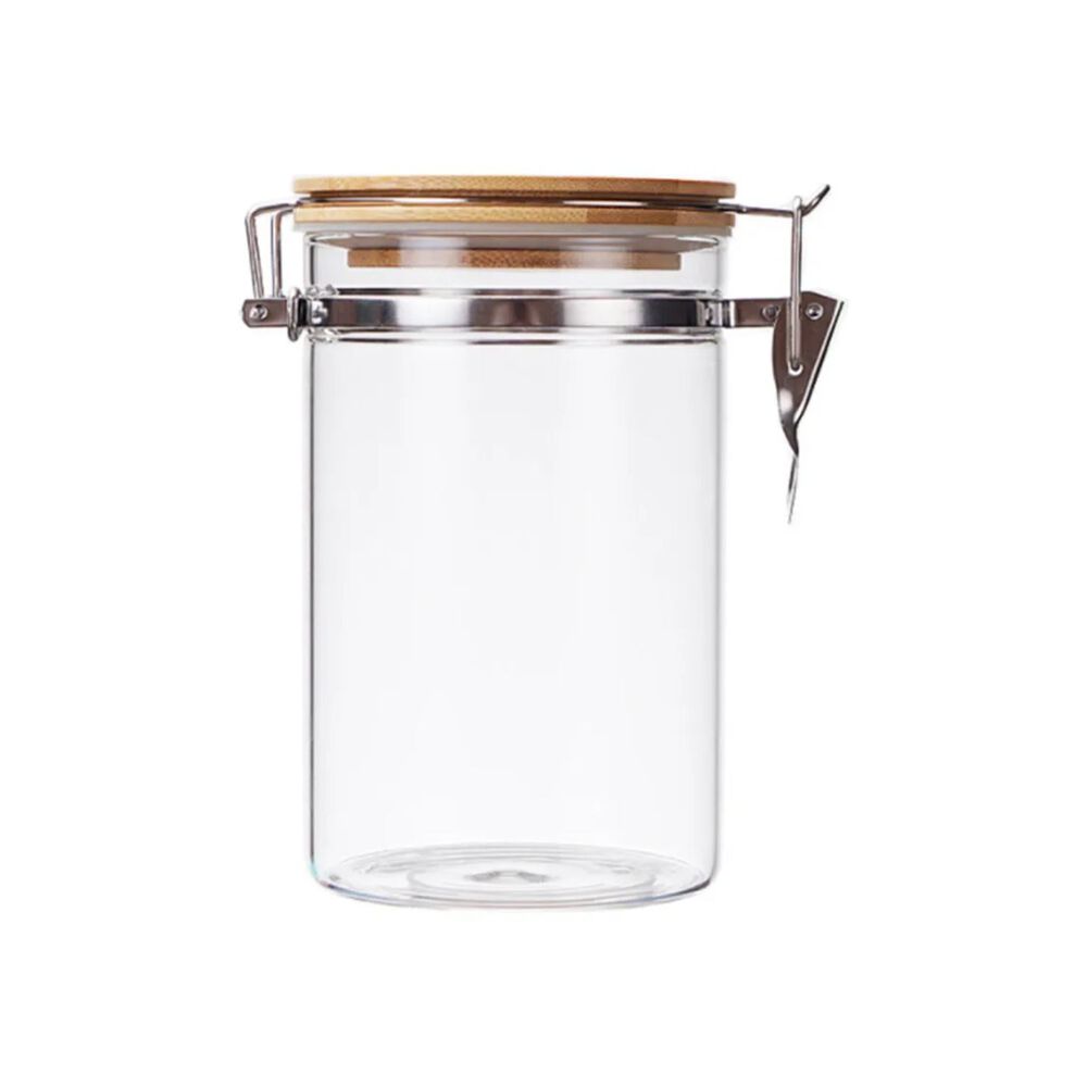 Frasco Tarro Hermetico De Vidrio 480ml Con Tapa De Bambu image number 0.0