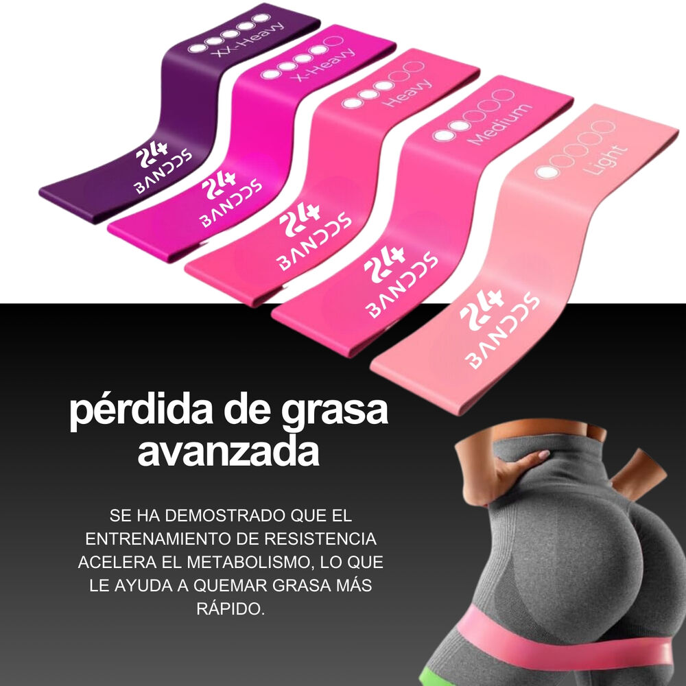 Kit 5 Bandas Elasticas De Resistencia Rosa Fitness + Bolso image number 3.0