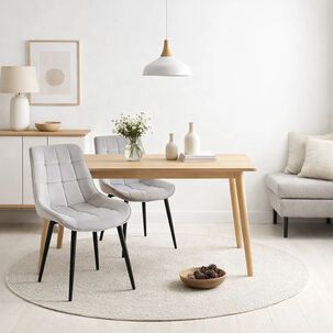 Pack De 2 Sillas De Comedor Macron Acolchada Terciopelo - Gris