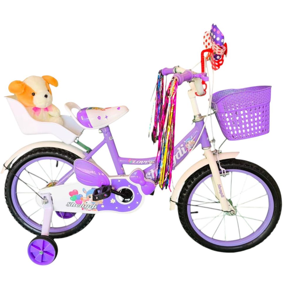 Bicicleta Aro 16 Infantil Con Peluchero Lila Shengdi image number 0.0