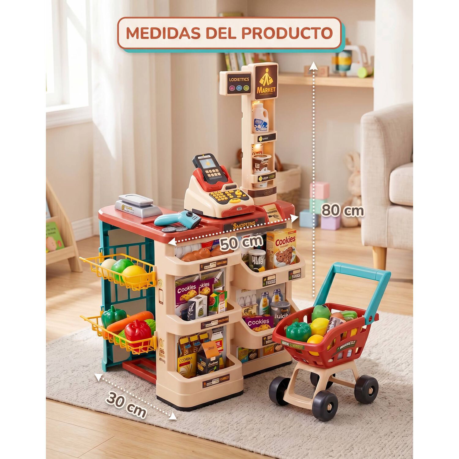 Juguete Supermercado Con Carrito Premium Grande Para Ni&ntilde;os image number 5.0
