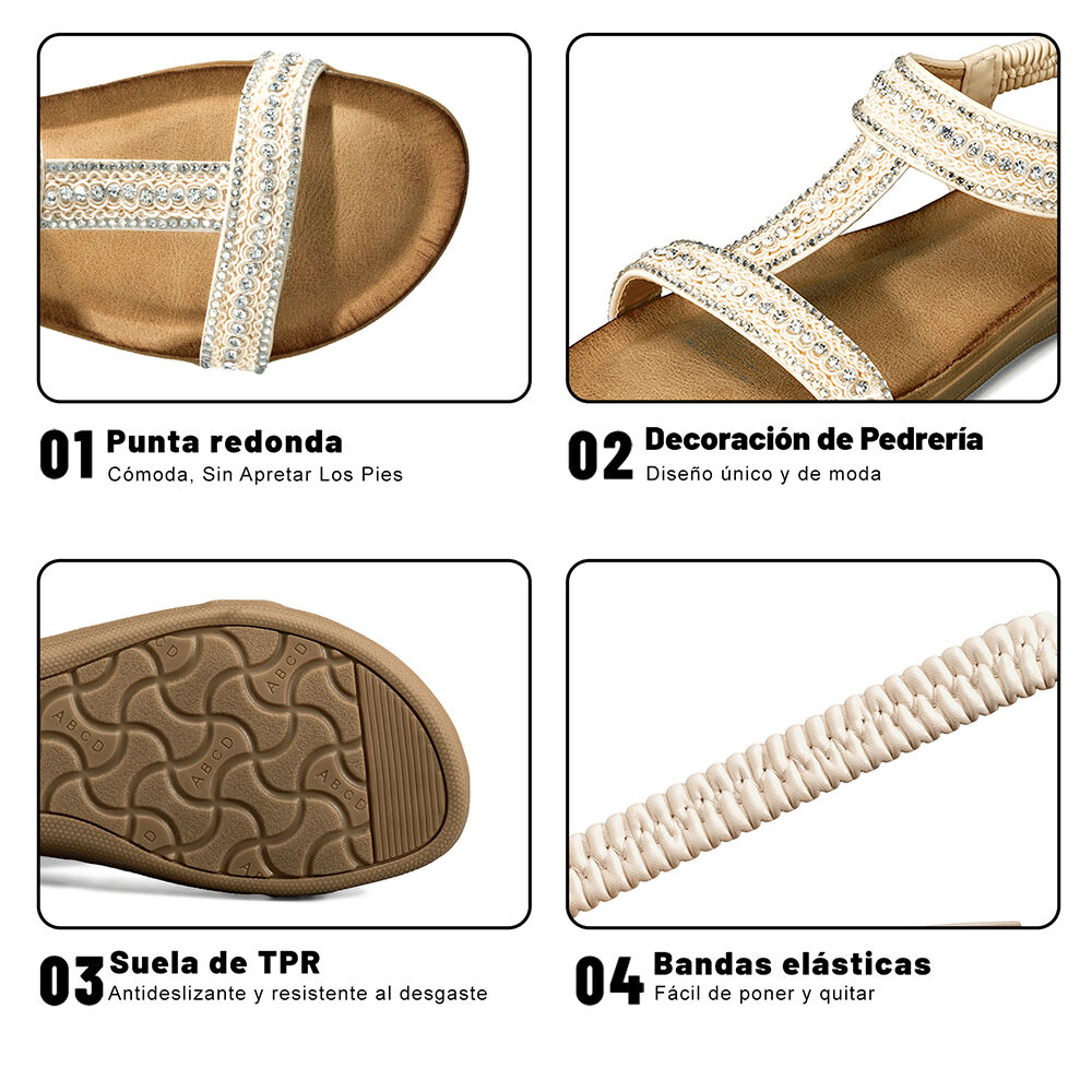 Sandalia Casual Plana Pedrer&iacute;a Mujer Weide Jn721 image number 8.0