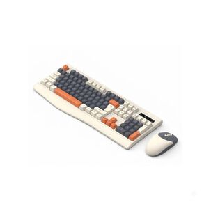Set Teclado Mec&aacute;nico Look Y Mouse Color Beige Naranjo