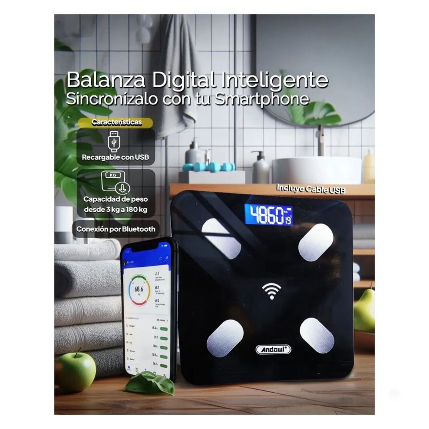 B&aacute;scula Pesas Digital Inteligente Bluetooth image number 3.0