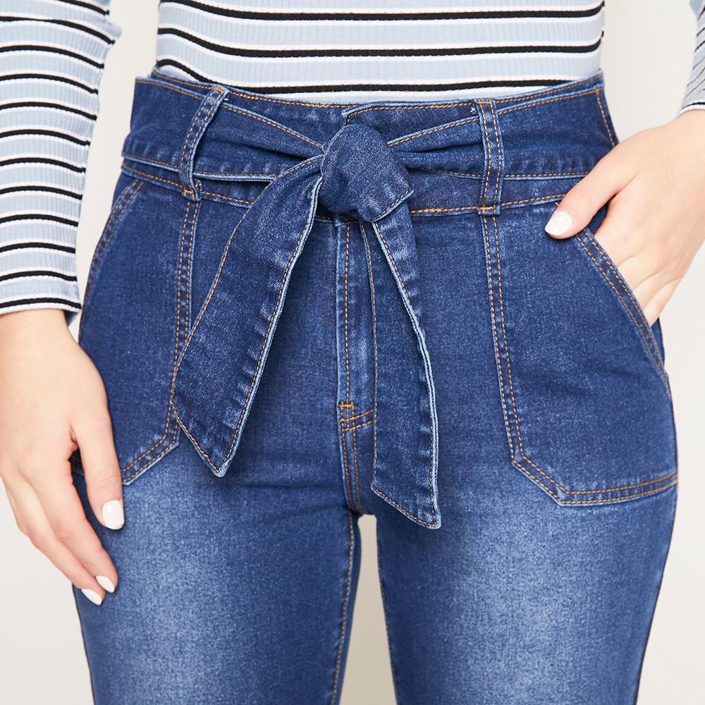Jeans Con Lazo En Cintura Tiro Alto Flare Mujer Freedom image number 3.0