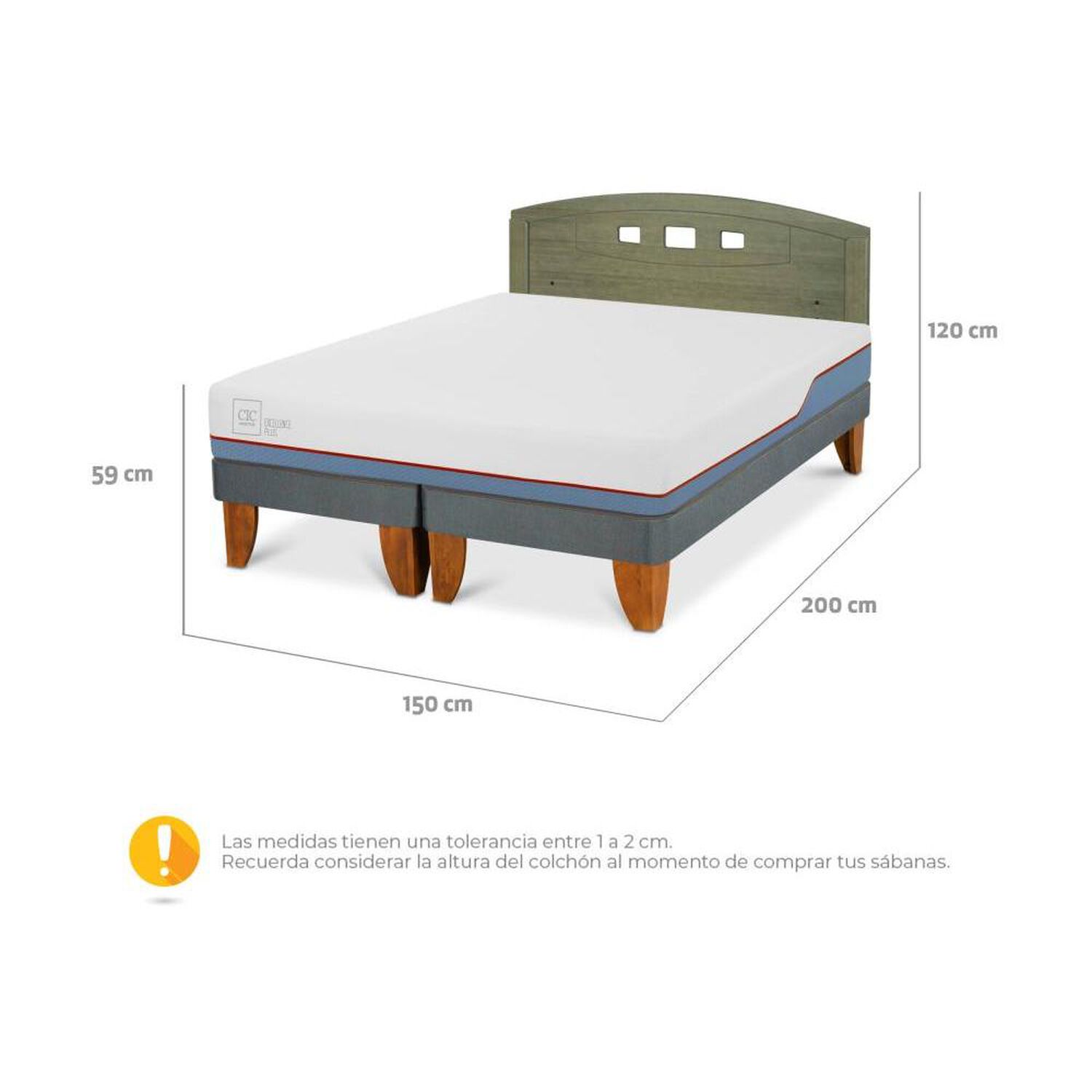 Cama Europea Cic Excellence Plus / 2 Plazas / Base Dividida + Respaldo image number 4.0