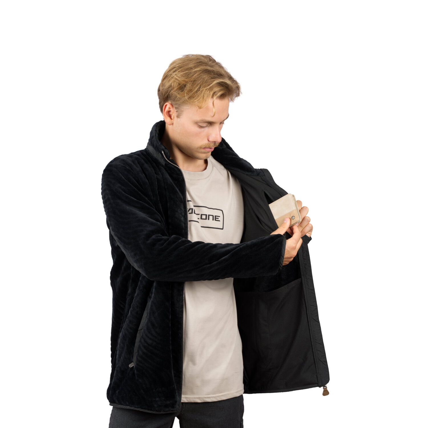 Chaqueta Shaggy Waves Negro Hombre Falcone image number 3.0