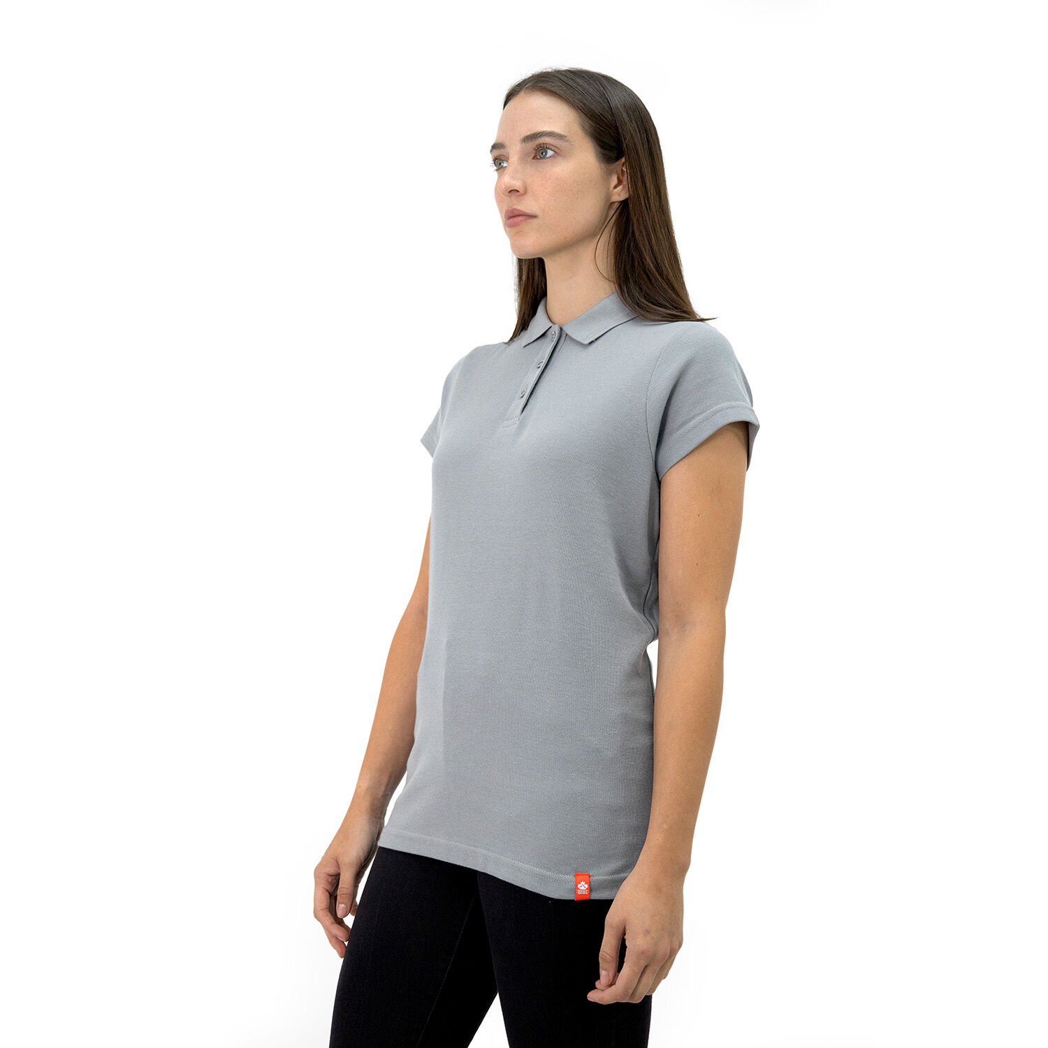Polera Pique Quebec Manga Corta Gris Mujer image number 2.0