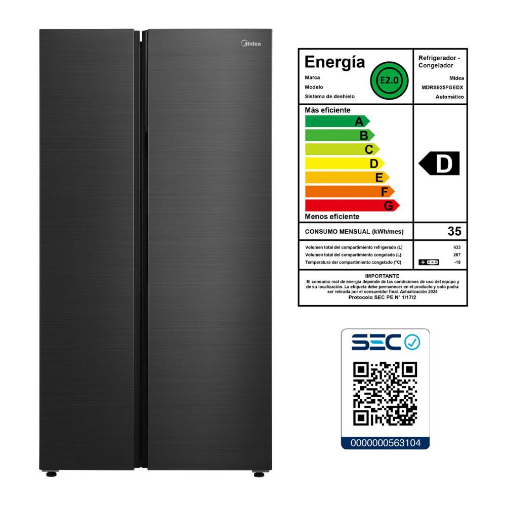 Refrigerador Side By Side Midea MDRS925FGEDX / No Frost / 700 Litros / D image number 9.0