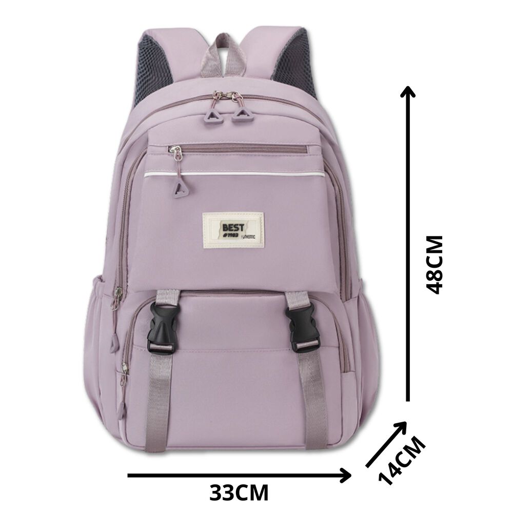 Mochila Bolso Escolar Juvenil Impermeable Dise&ntilde;o Unicolor Purple image number 1.0