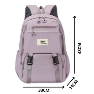Mochila Bolso Escolar Juvenil Impermeable Dise&ntilde;o Unicolor Purple