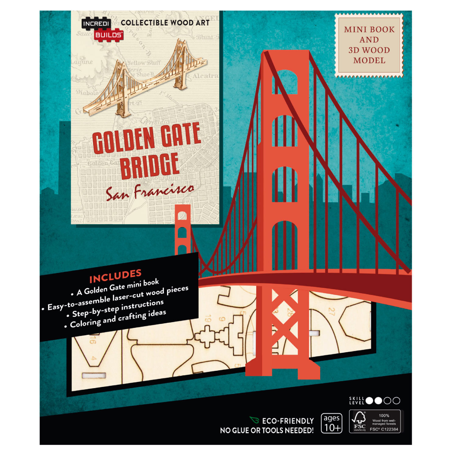 San Francisco Golden Gate Bridge Modelo Armable En Madera image number 0.0