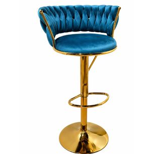Taburete Bar Queen Ajustable Giratorio 360 Felpa Base Dorada