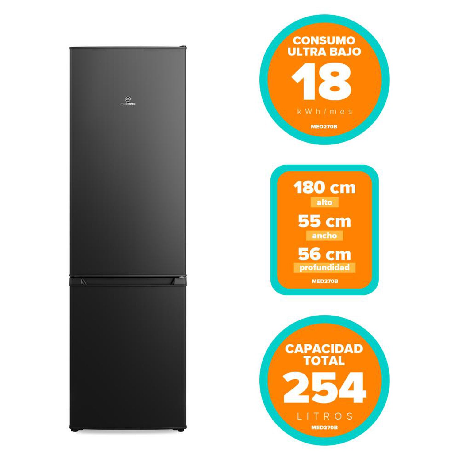 Refrigerador Bottom Freezer Mademsa MED270B / Fr&iacute;o Directo / 262 Litros / C image number 6.0