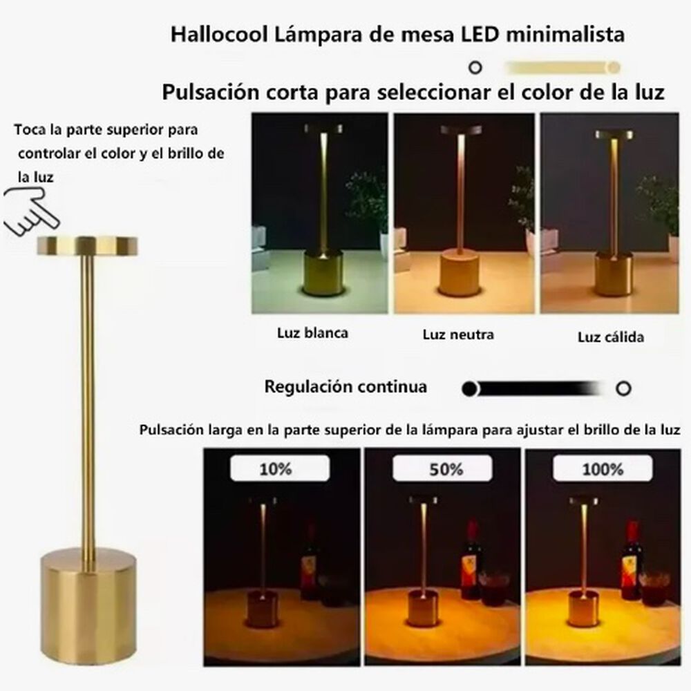Lampara Led Escritorio Minimalista Dorada image number 1.0