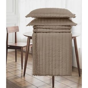 Quilt Andes Pom Pom Taupe 1.5 Plazas