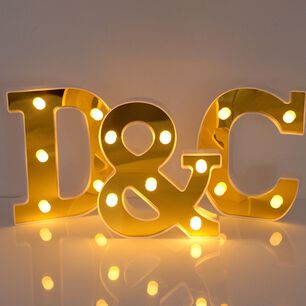 Letra Led 16 Cm Doradas Espejos Gold Candy Bar Matrimonios