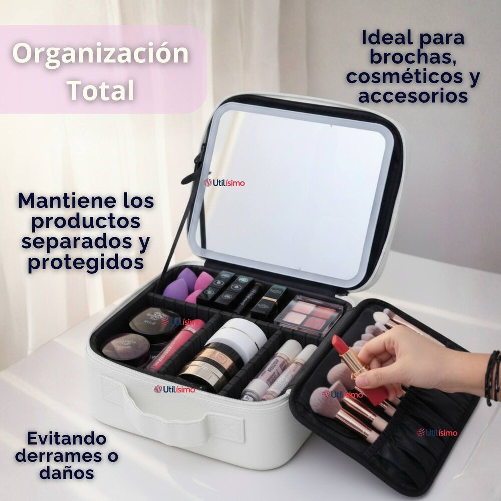 Malet&iacute;n De Maquillaje Con Luz Led Y Espejo Estuche De Maquillaje Organizador image number 6.0