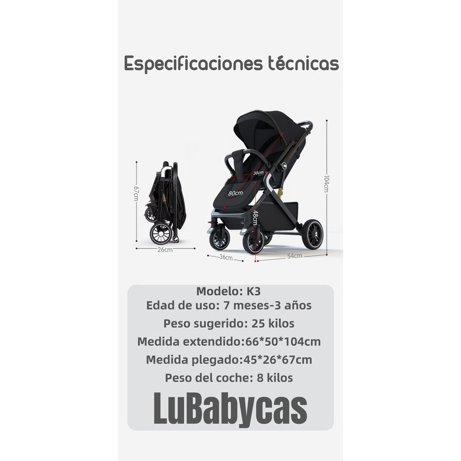 Coche De Paseo Reversible Multiposiciones Lubabycas Minnie image number 2.0