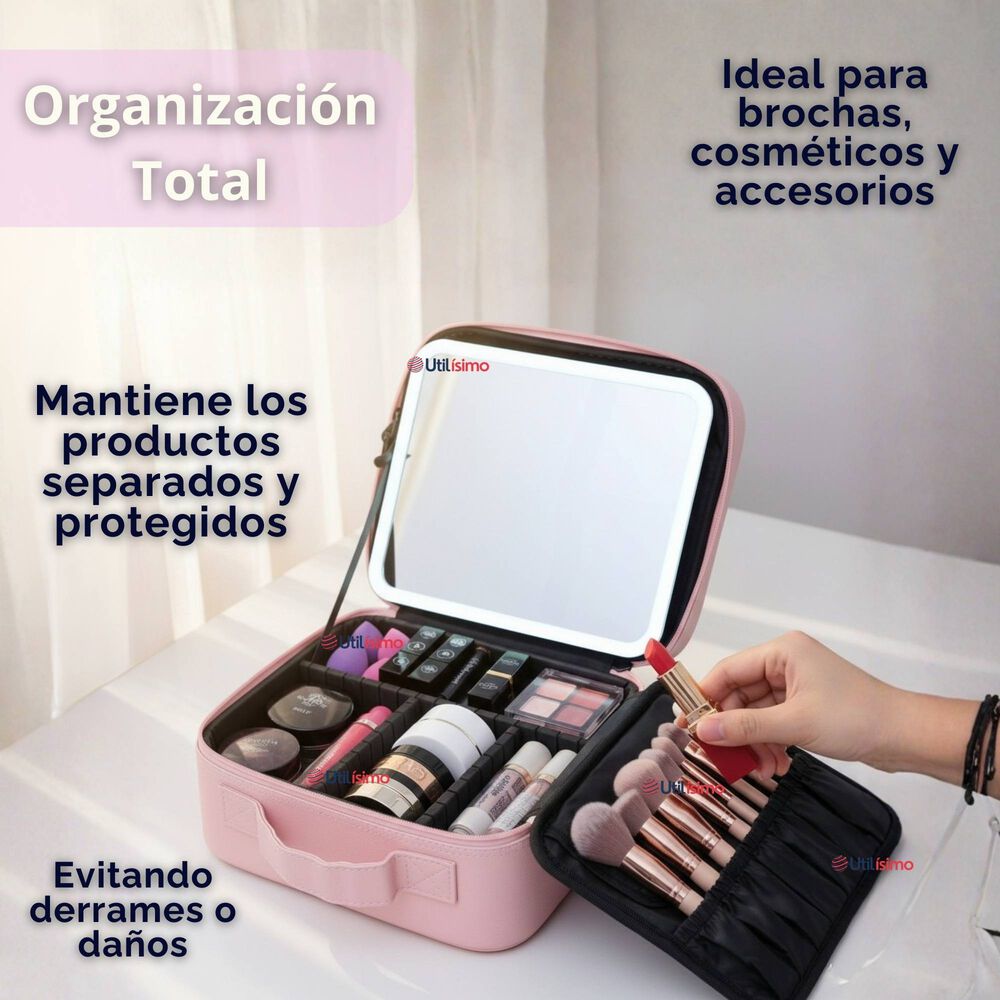 Malet&iacute;n De Maquillaje Con Luz Led Y Espejo Estuche De Maquillaje Organizador image number 6.0