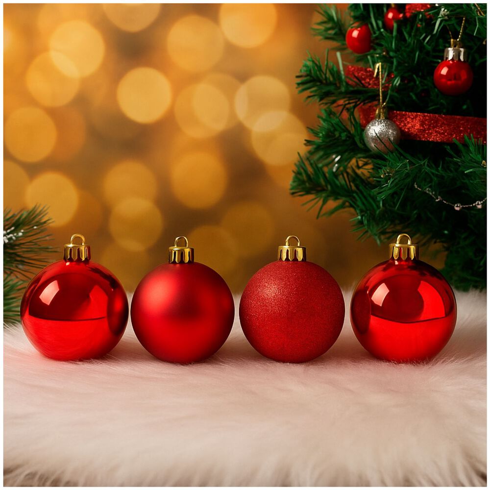 12 Bambalinas Navideñas Esferas 4cm Rojas Adorno Decoración image number 1.0