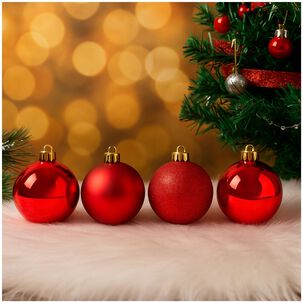 12 Bambalinas Navideñas Esferas 4cm Rojas Adorno Decoración