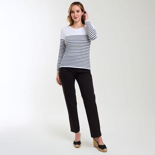 Sweater Listado Manga Larga Cuello Redondo Mujer Geeps