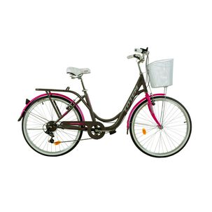 Bicicleta Totem City Dama Aro 26 Gris Con Fucsia