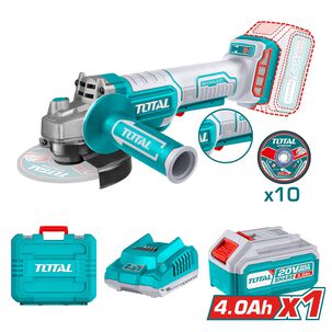 Esmeril Angular Inal&aacute;mbrico 20v 115 Mm Con Bateria, Cargador Y Maleta Total