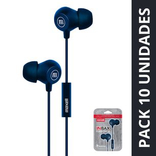 Pack 10 Aud&iacute;fonos Maxell In-bax Con Micr&oacute;fono In Ear 3.5mm Azul