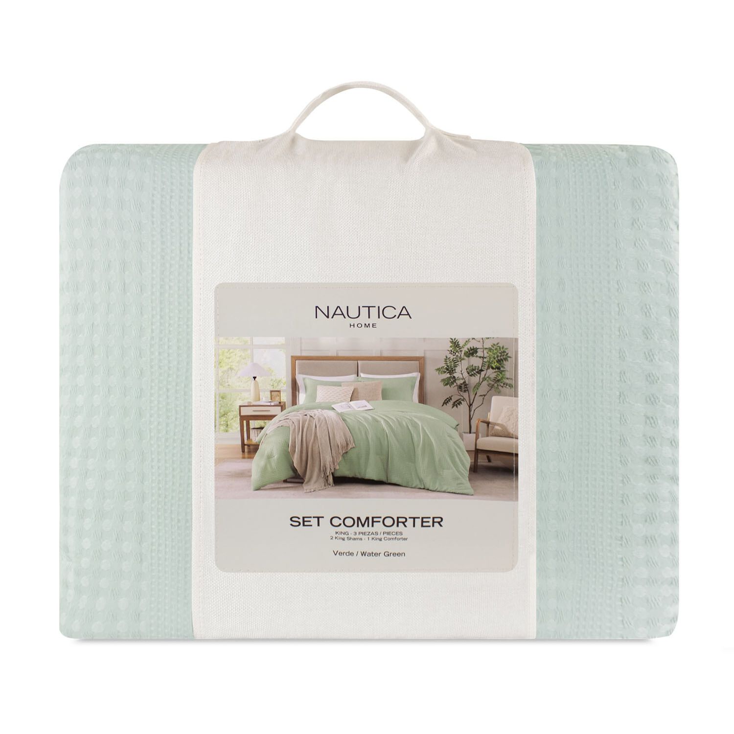Cubrecama King Reversible + Fundas Nautica Home Verde Agua image number 1.0