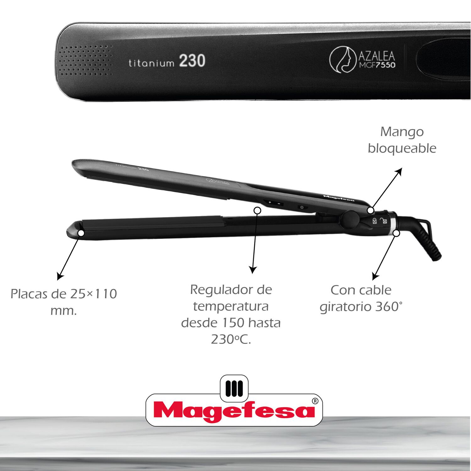 Plancha De Pelo Magefesa Azalea Black Mgf7550 image number 2.0