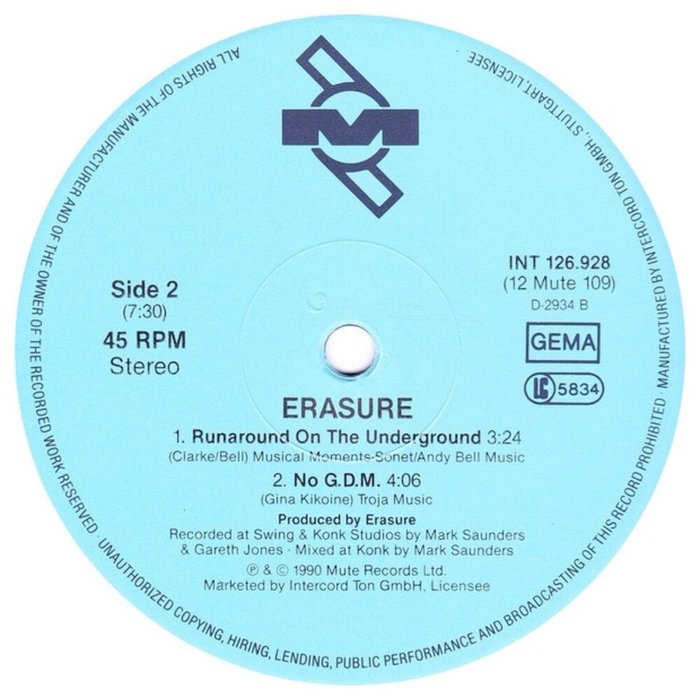 Erasure - Blue Savannah | 12" Maxi Single Vinilo Usado image number 3.0