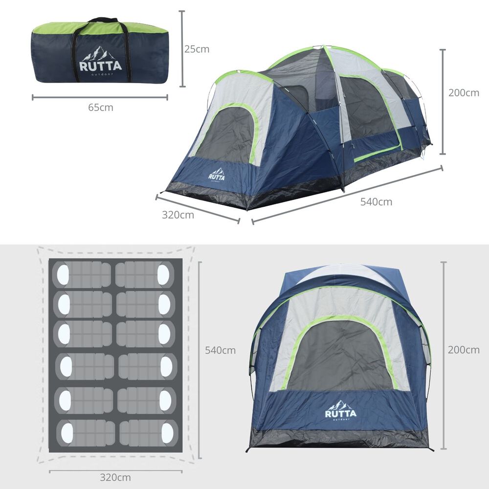 Carpa 12 Personas Camping Outdoor Azul image number 6.0