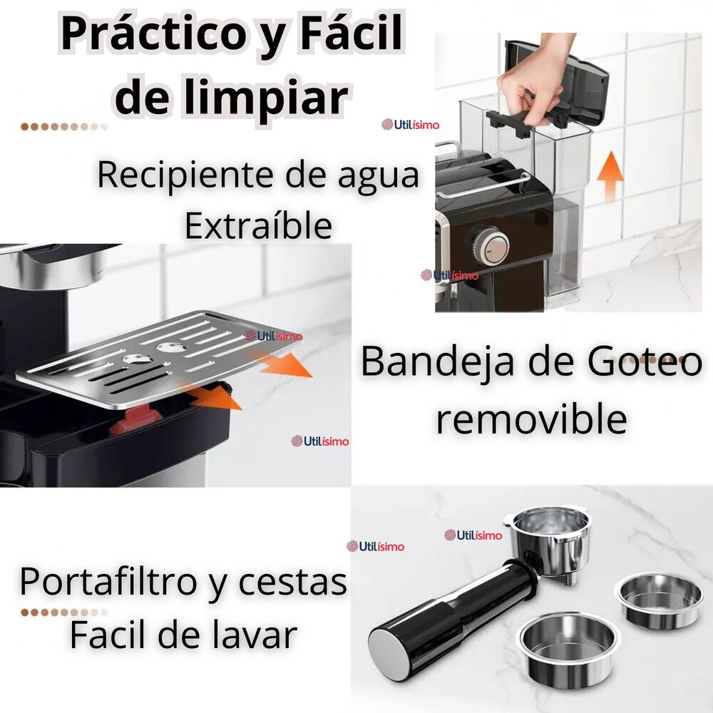 Máquina Café Espresso Capuccino Espumador De Leche Antigoteo 1.5 Litros image number 9.0