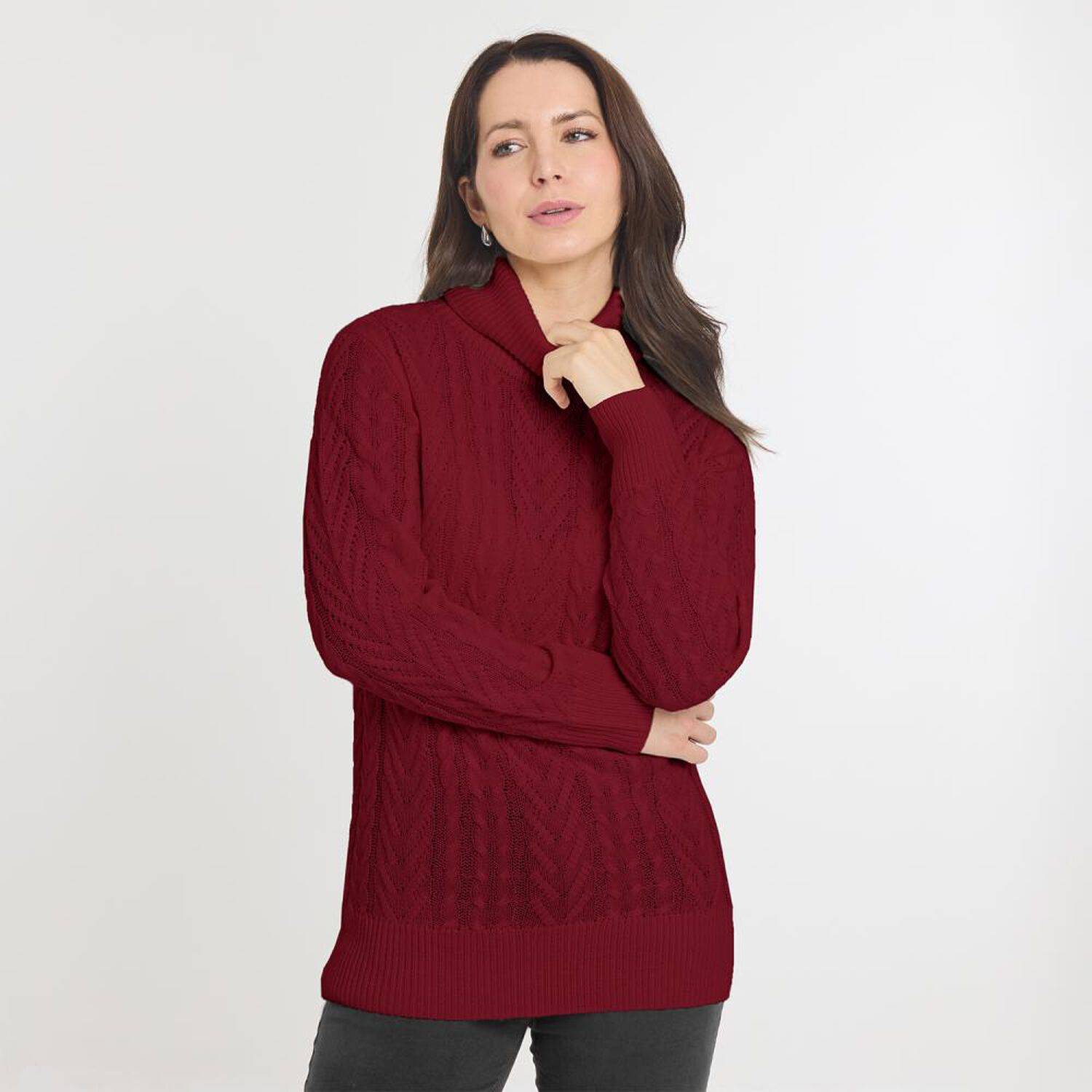 Sweater Trenzado Manga Larga Cuello Alto Mujer Geeps image number 0.0