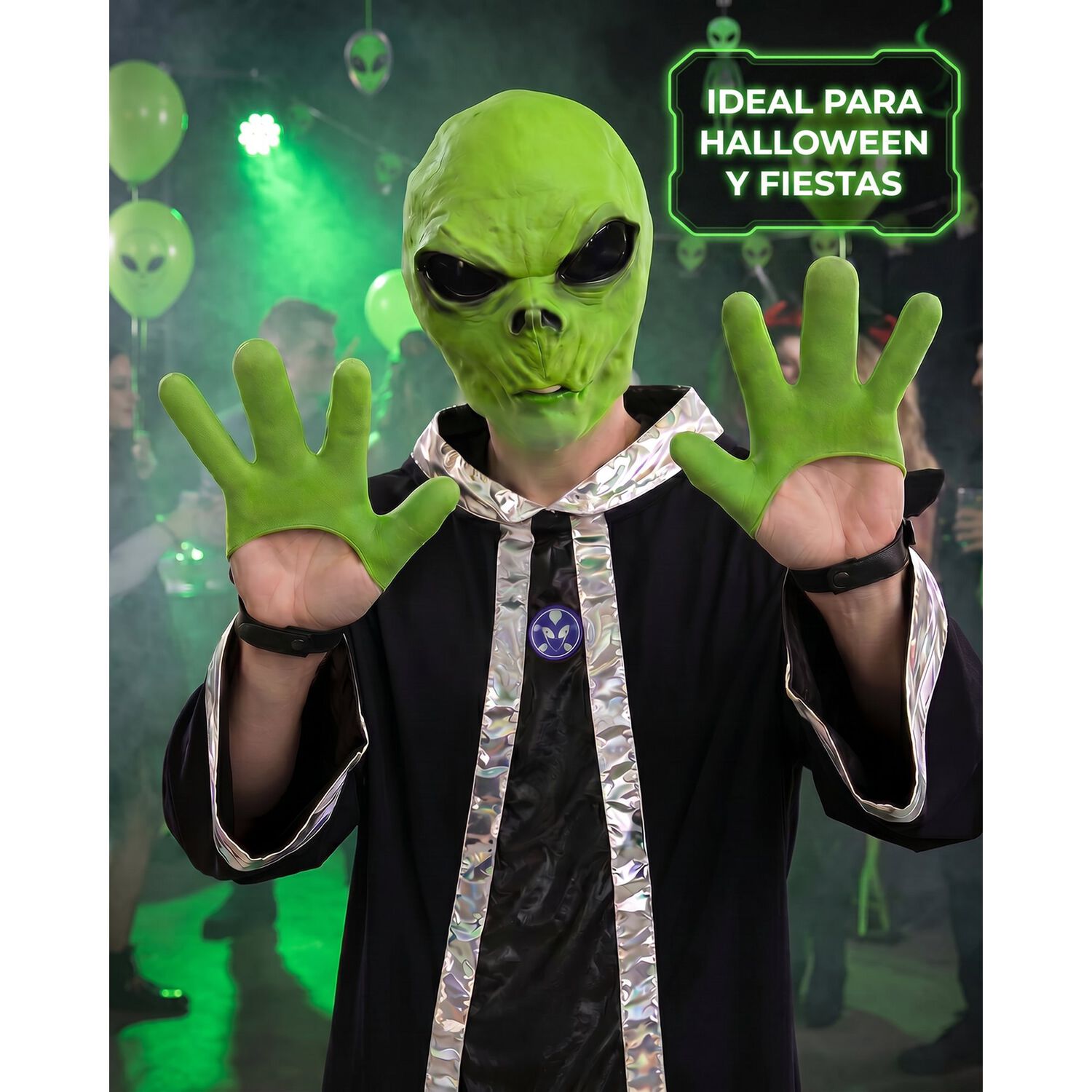 Mascara Marciano Con Guantes Alien Verde image number 5.0