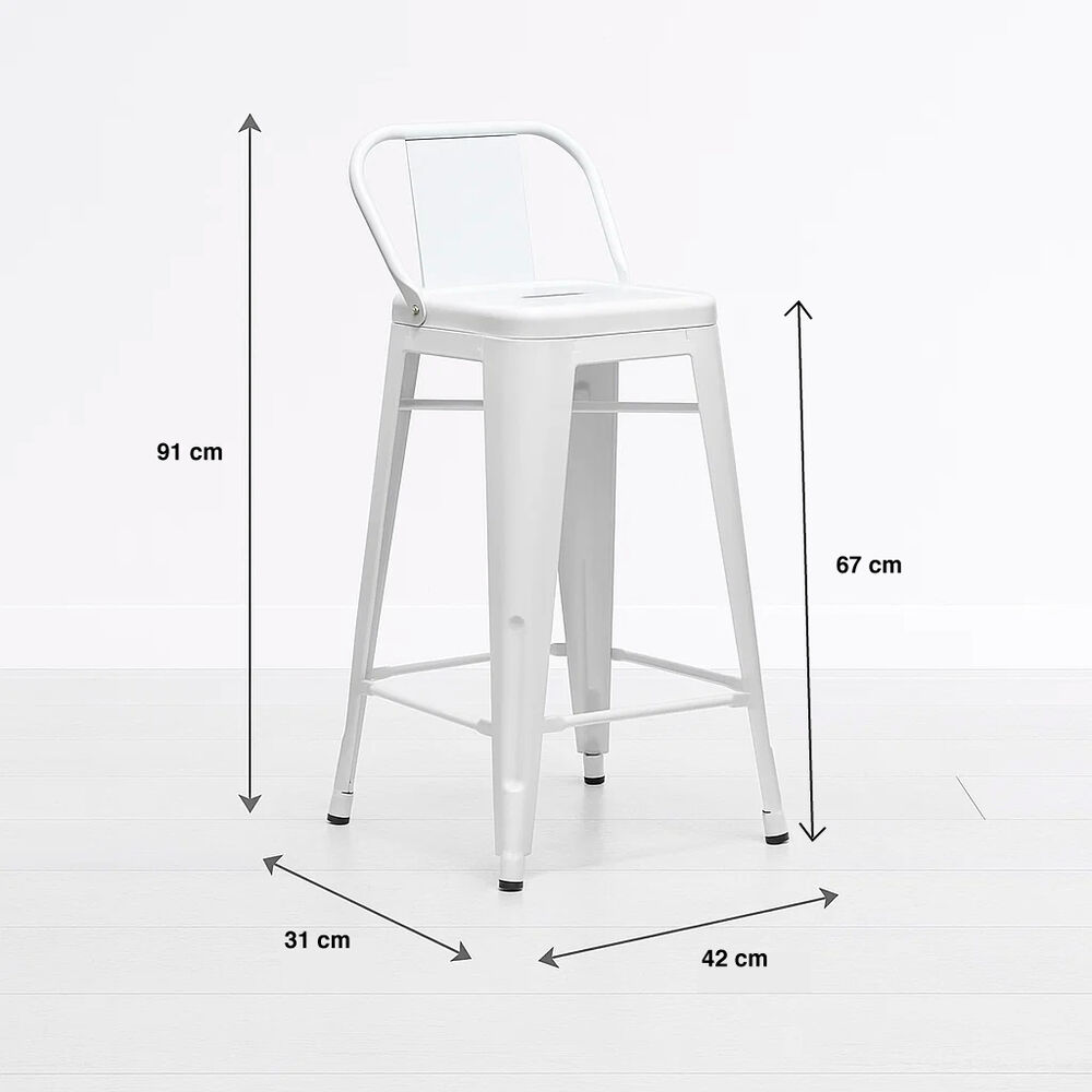 Taburete Tolix Acero Con Respaldo - Blanco image number 3.0