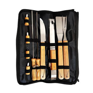 Pack Set Asado Parrilla 10 Uds + Pechera Jeans Asa Eco Cuero