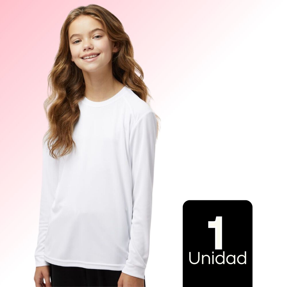 Camiseta Polera Polar De Niña Color Blanco Primera Capa image number 0.0