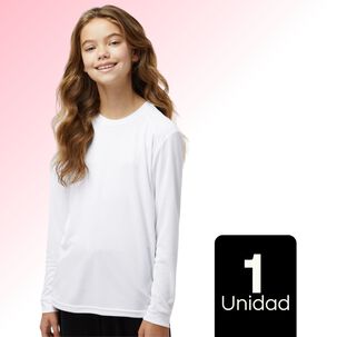 Camiseta Polera Polar De Niña Color Blanco Primera Capa