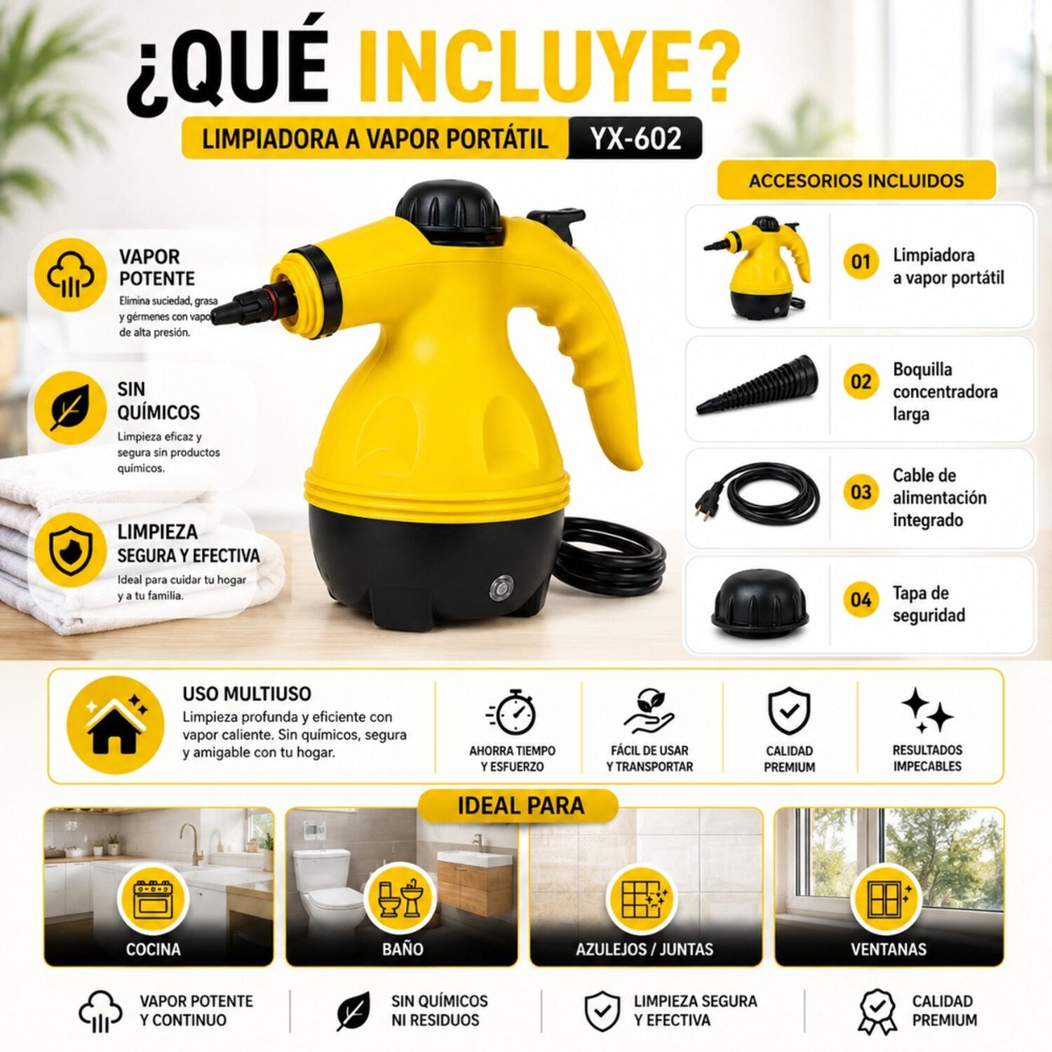 Mopa Vapor Maquina Lava Alfombras Limpiadora Vapor Auto Casa image number 1.0