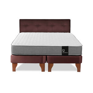 Cama Europea Zen Best Tela Pu Chocolate 2 Plazas + Respaldo
