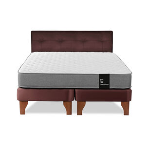Cama Europea Zen Best Tela Pu Chocolate 2 Plazas + Respaldo