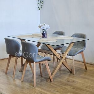Comedor Medlock 140x90cms + 4 Sillas Mariposa Ecocuero Wood
