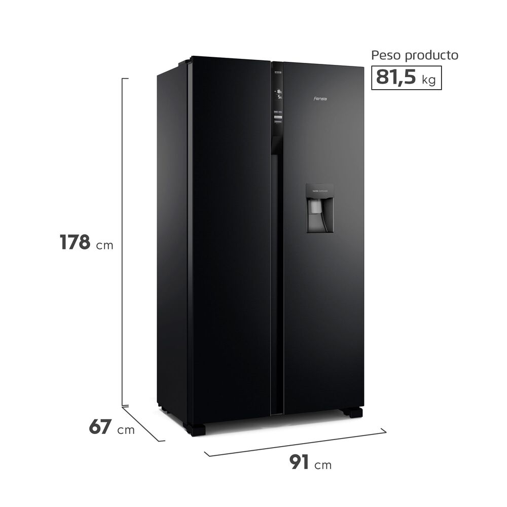 Refrigerador Fensa 529l No Frost Side By Side Sfx530b Negro image number 2.0